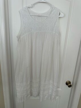 Shabby Chic Rachel Ashwell white midi nightgown cotton swiss dot embroidered